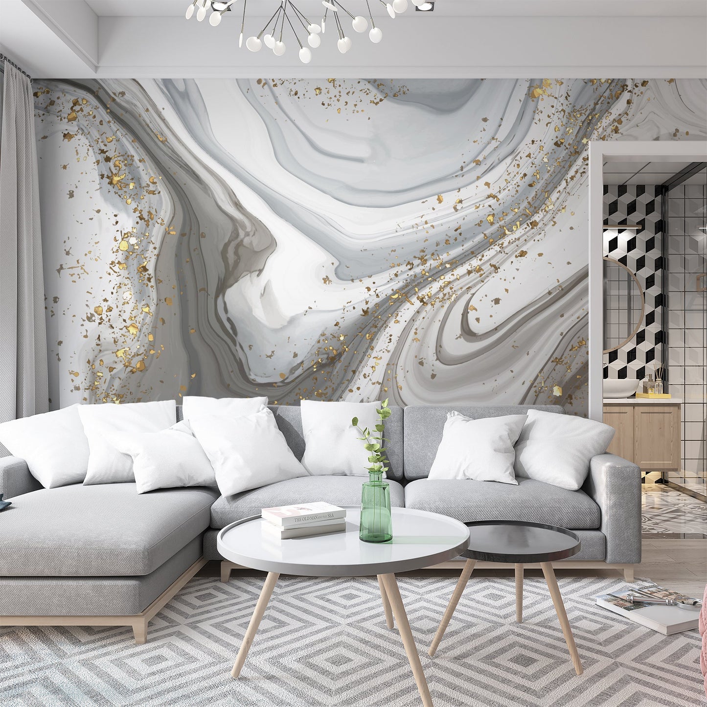 Foto tapete Štampani tapet 0117 TAPETA SIVO ZLATNI MERMER TAPETPRINT.RS