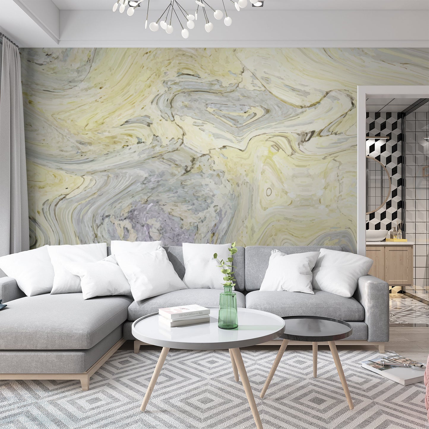 Foto tapete Štampani tapet 0126 TAPETA ŽUTO SIVI MERMER TAPETPRINT.RS