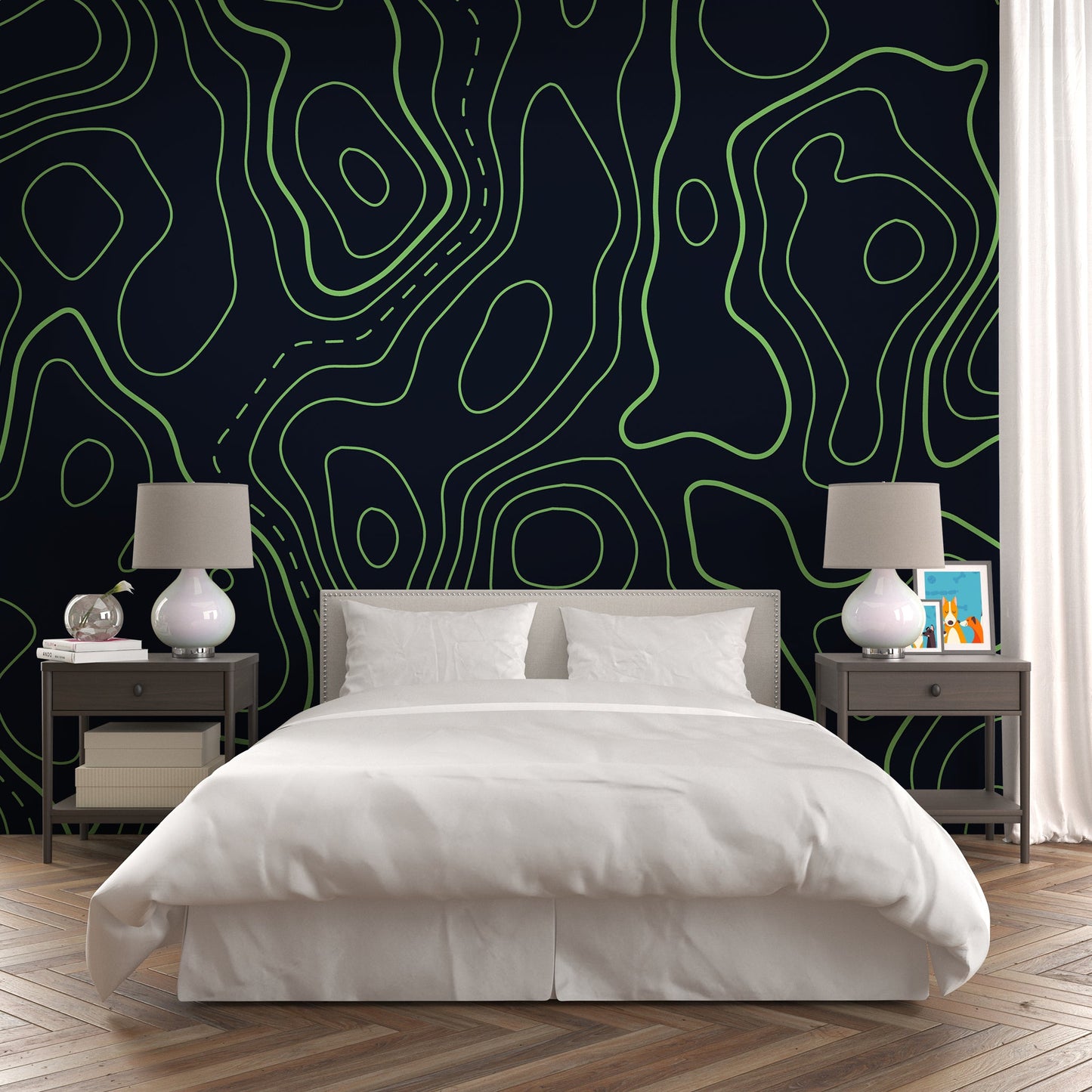 Foto tapete Štampani tapet 0155 TEGET TAPETA SA ZELENIM LINIJAMA TAPETPRINT.RS