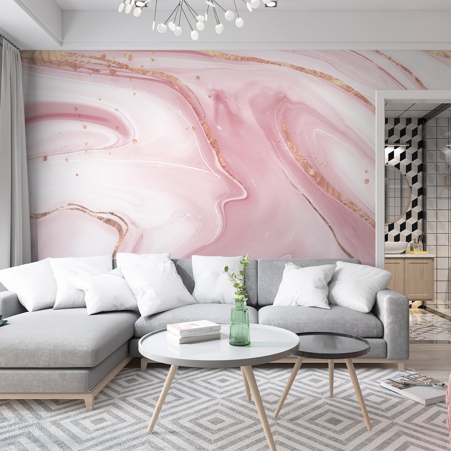 Foto tapete Štampani tapet 0190 TAPETA ROZE ZLATNI MERMER TAPETPRINT.RS