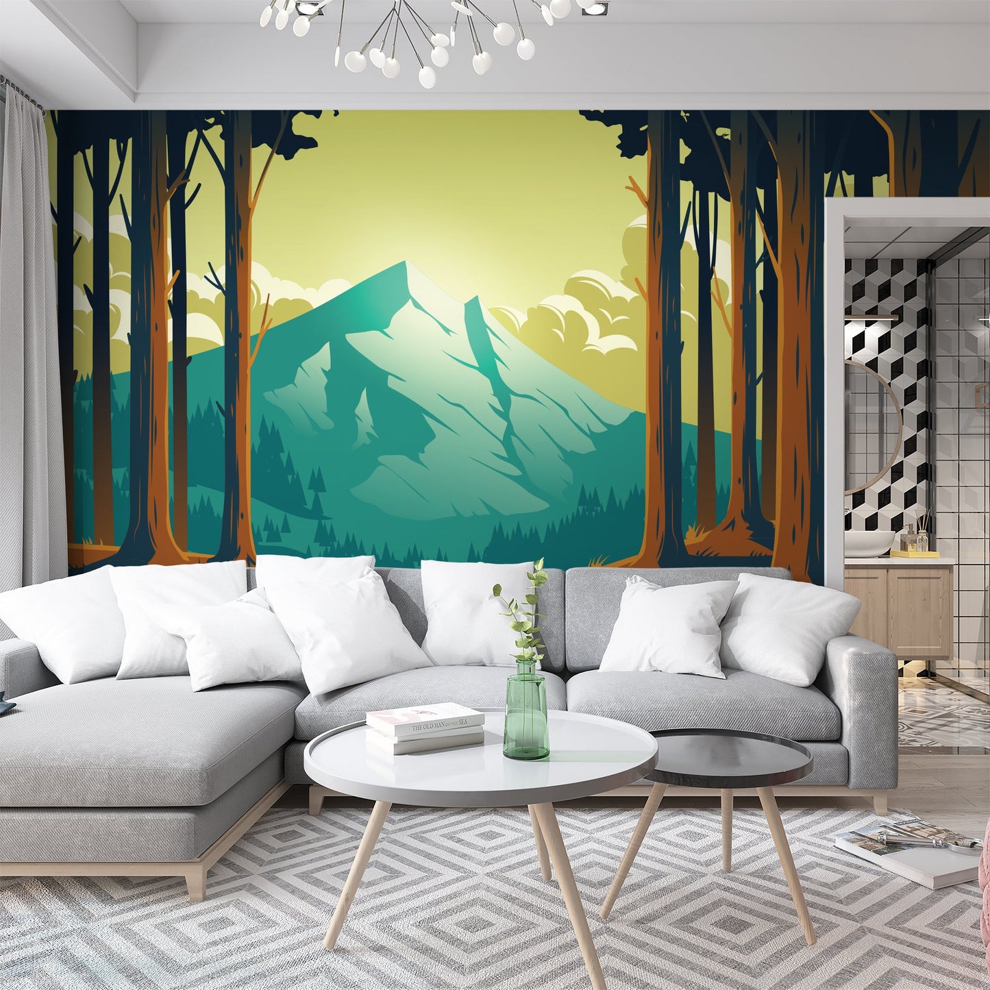Foto tapete Štampani tapet 0194 TAPETA ILUSTROVANA ŠUMA I PLANINA TAPETPRINT.RS